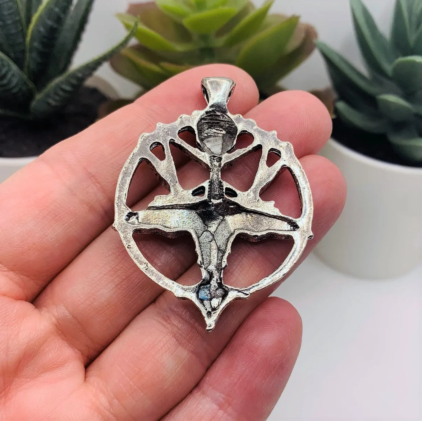 1, 4 or 20 Pieces: Silver Baphomet Pentagram Satan Pendants
