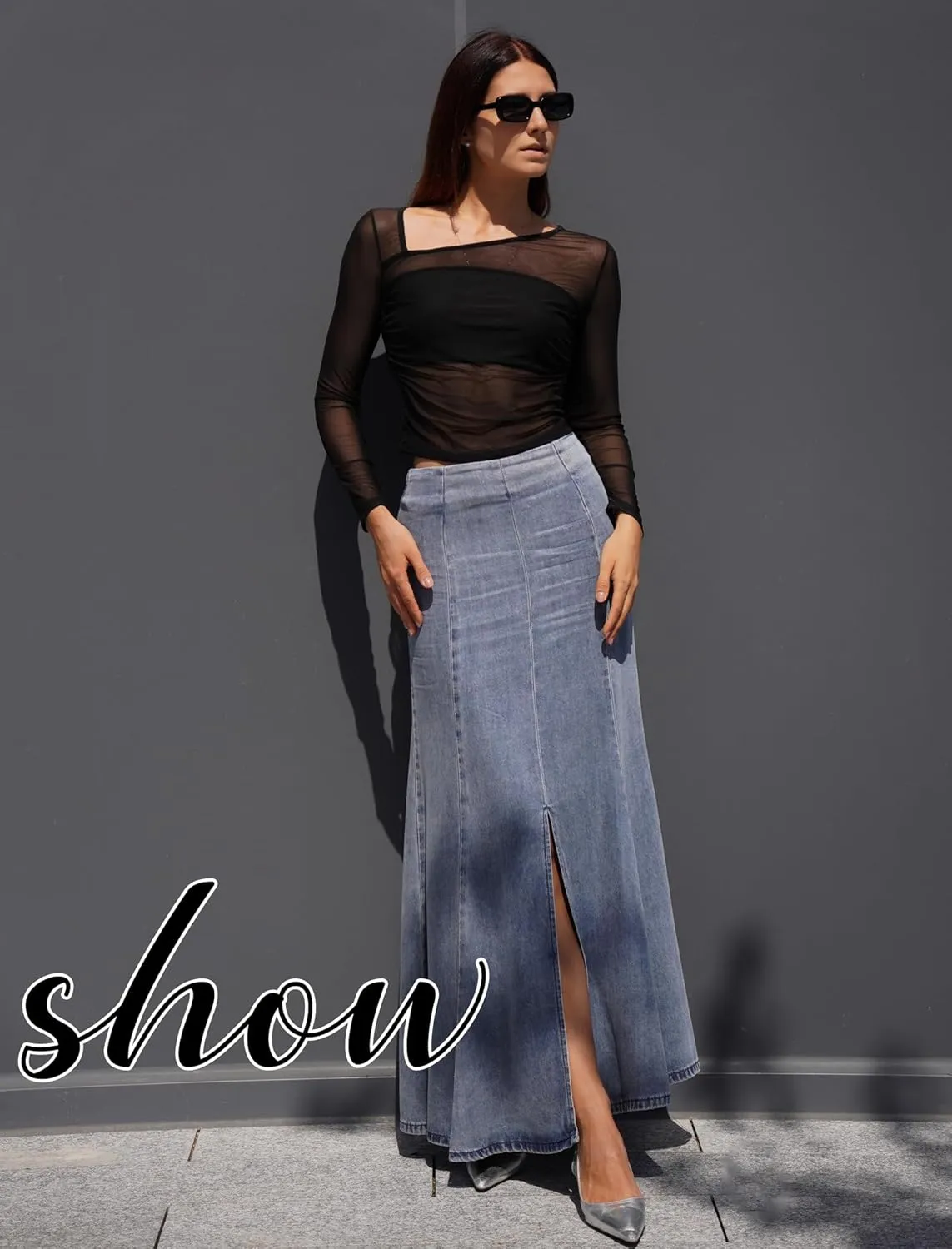 Avidlove Mesh Top Women Sexy Long Sleeve Asymmetrical Neck Sheer Fitted Halloween Crop Top y2k