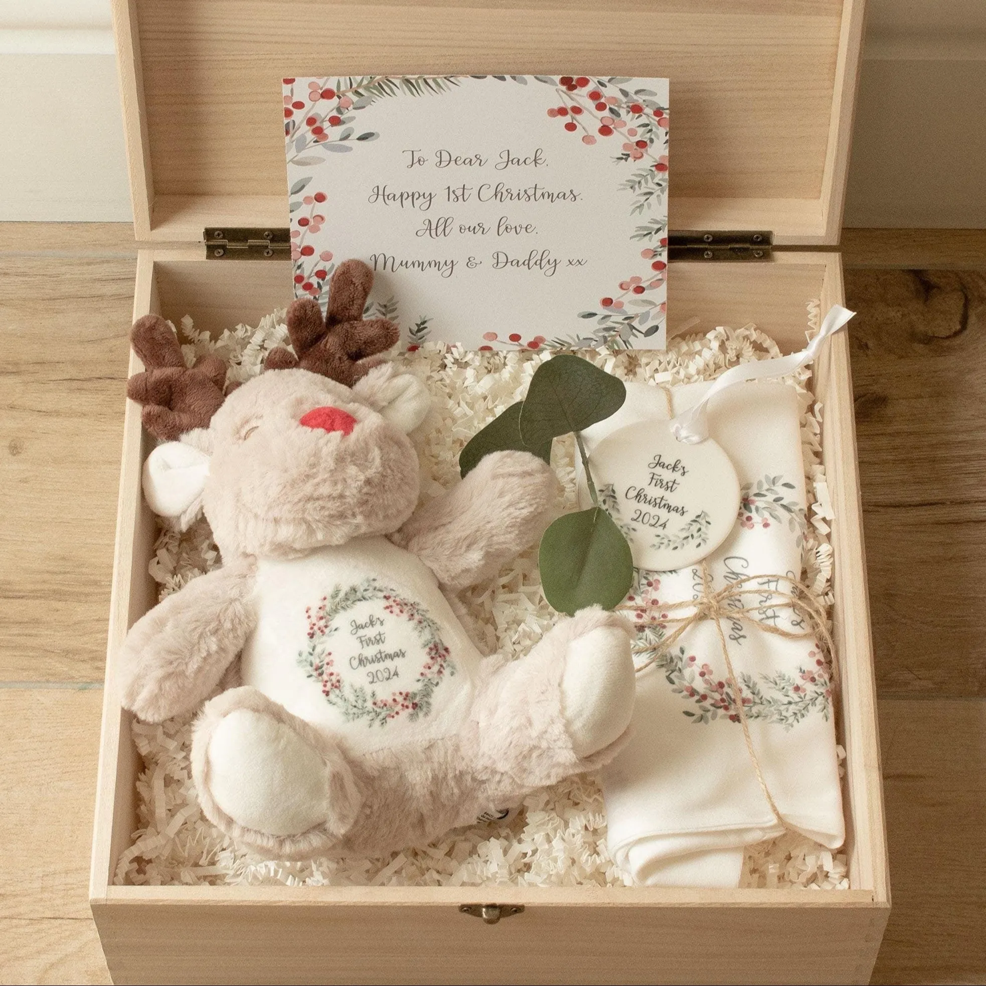 Babys First Christmas Gift Set, Personalised First Christmas Gift Box, Baby 1st Christmas Gift, Baby Xmas Keepsake, Wooden Engraved Box,