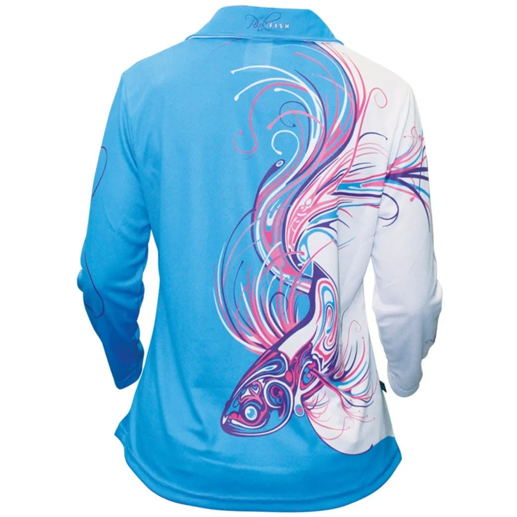 Bigfish Pinkfish Blue Ladies Adult Fishing Shirts