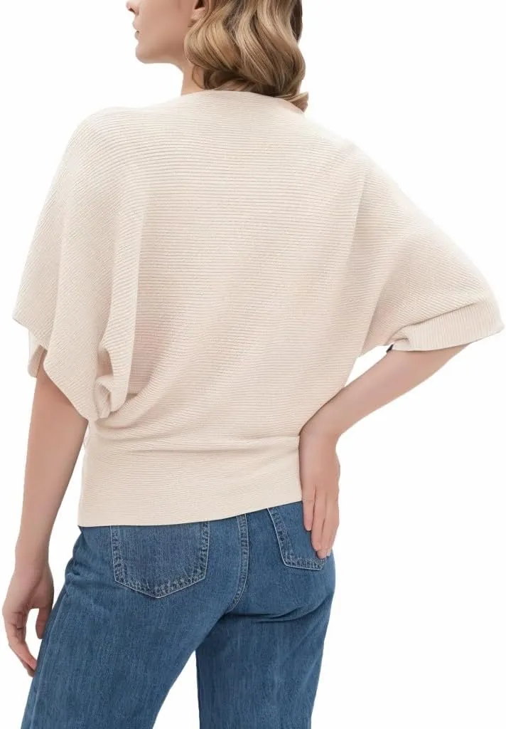 Boat Neck Short Batwing Sleeve Pullover Knit Sweaters Off Shoulder Cute Tops for Women