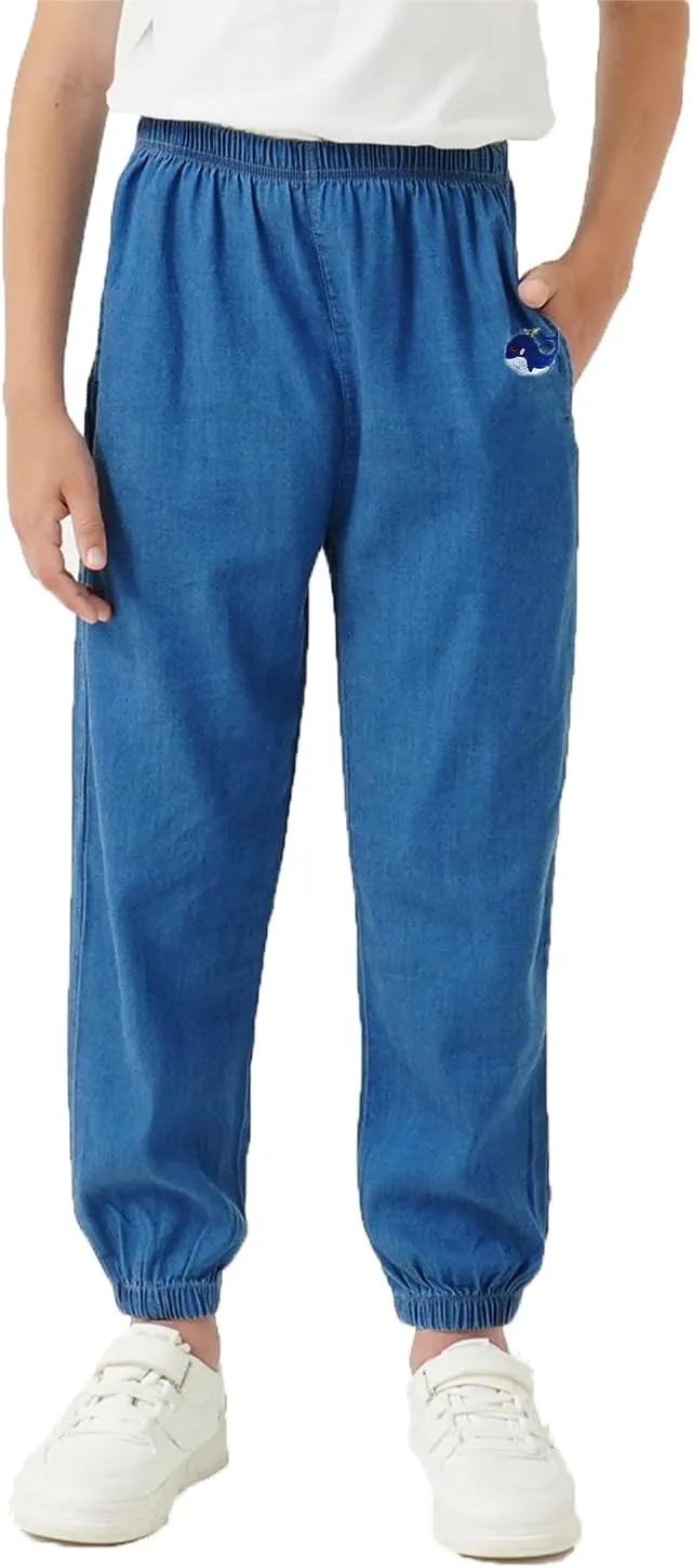 Boys Joggers Pants with Pocket Pull On Lightweight Athletic School Jeans-Style Pants Sweatpants Kids 3-10Y Gift
