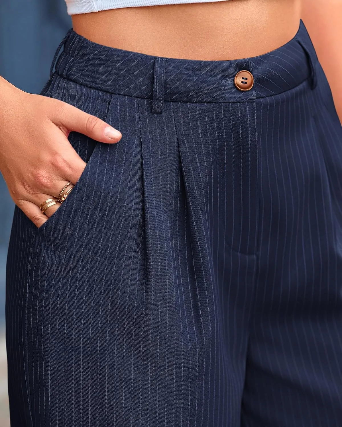 BTFBM Women Striped Dress Pants 2025 Spring Business Casual Outfits Wide Leg Long Palazzo Pants Work Office Trousers