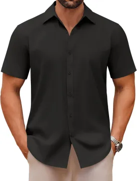COOFANDY Men's Casual Button Down Shirts Short Sleeve Summer Untucked Dress Shirts