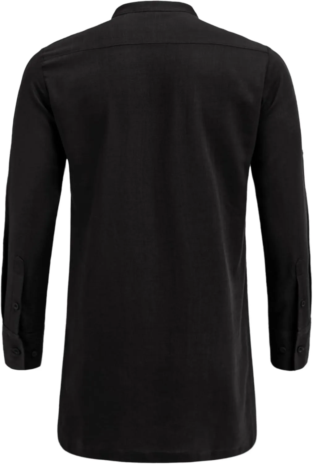 COOFANDY Men's Linen Henley Shirts Long Sleeve Collarless T-Shirts Longline Kurta Beach Shirts with Pocket