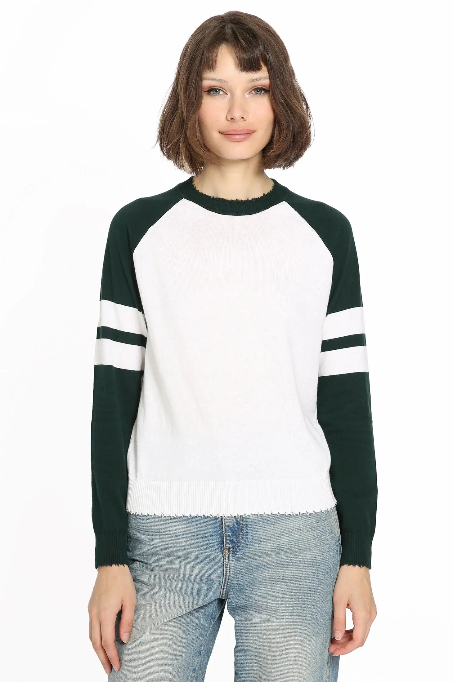 Cotton Cashmere Colorblocked Crew Sweater