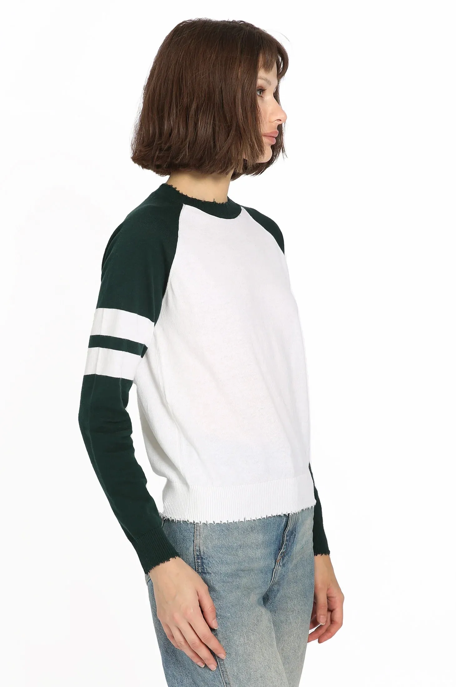 Cotton Cashmere Colorblocked Crew Sweater
