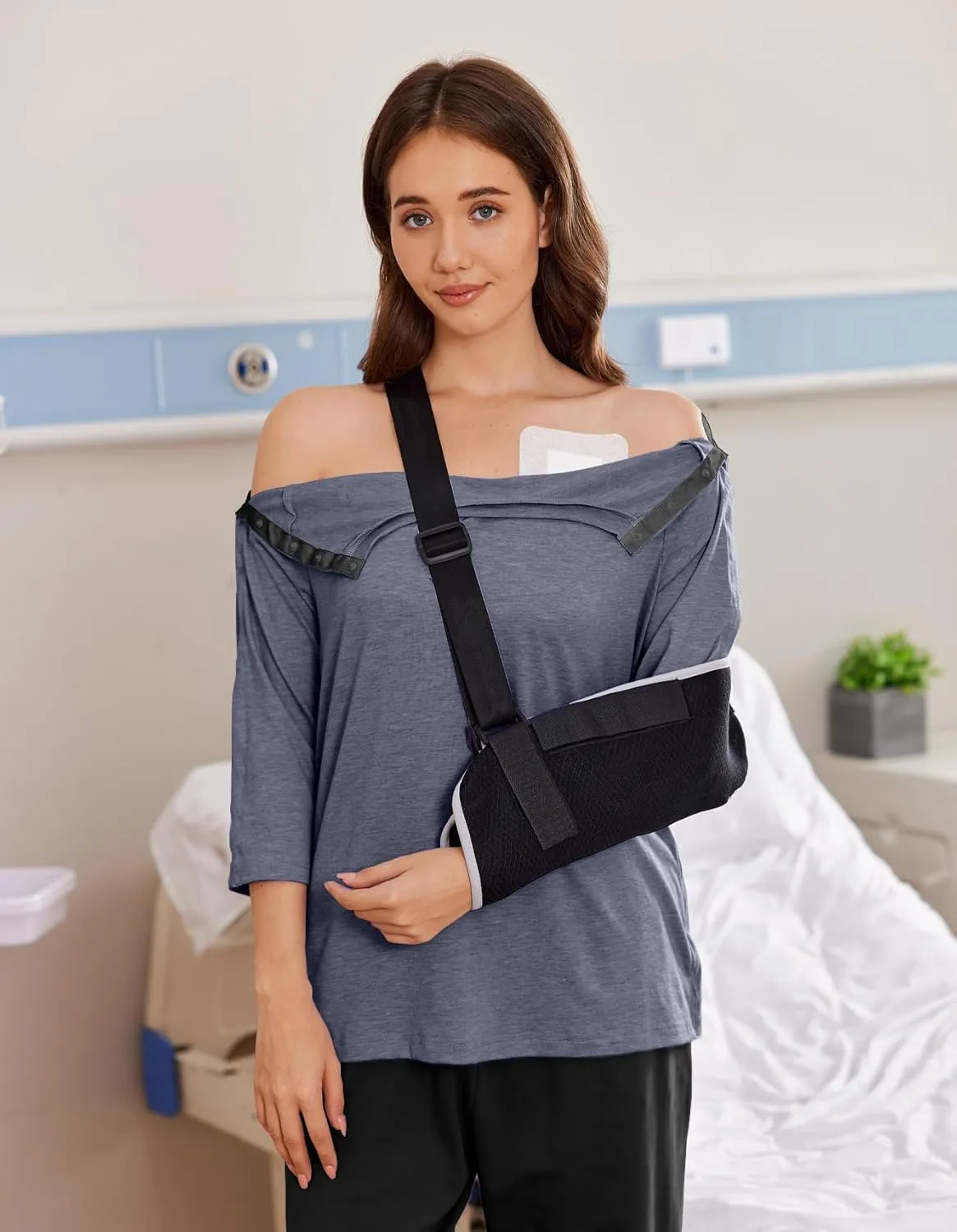 Deyeek Post Shoulder Surgery Shirts for Women Tear Away 3/4 Tops After Rotator Cuff Shirts Chemo Port Adaptive Clothing