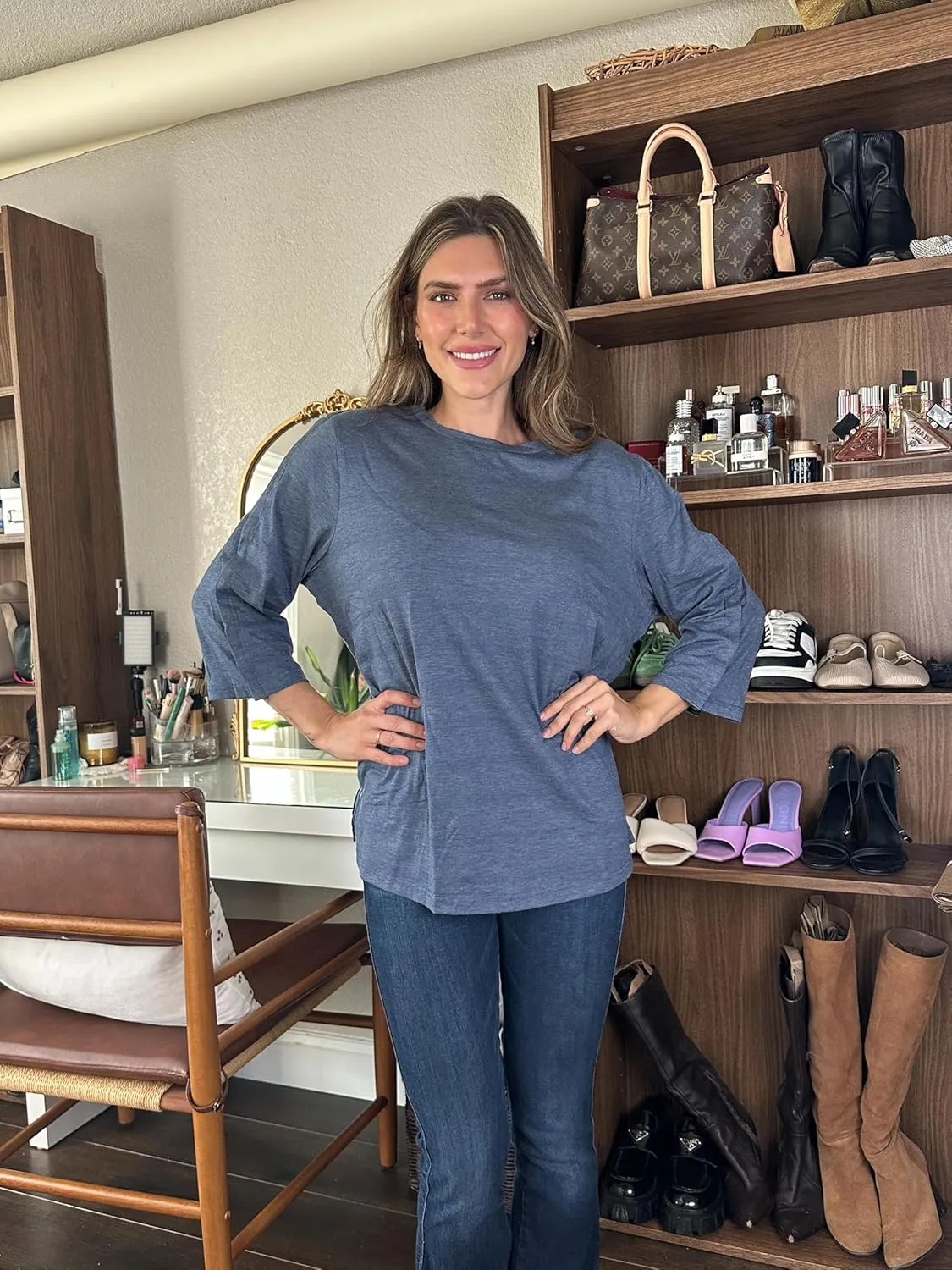 Deyeek Post Shoulder Surgery Shirts for Women Tear Away 3/4 Tops After Rotator Cuff Shirts Chemo Port Adaptive Clothing
