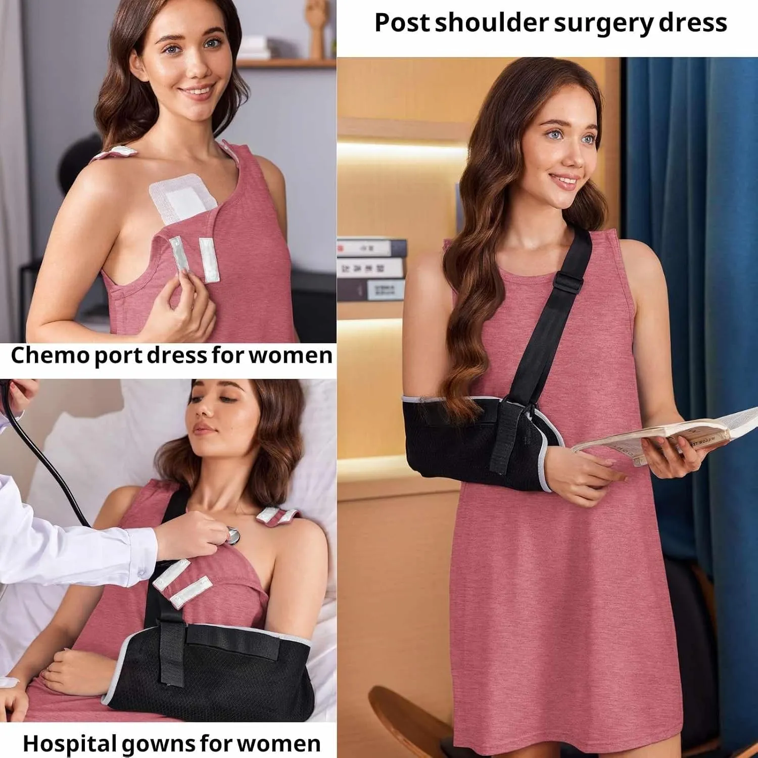 Deyeek Women's Post Shoulder Surgery Dress Full Tear Away Sleeveless Tank Dress After Rotator Cuff Adaptive Clothing