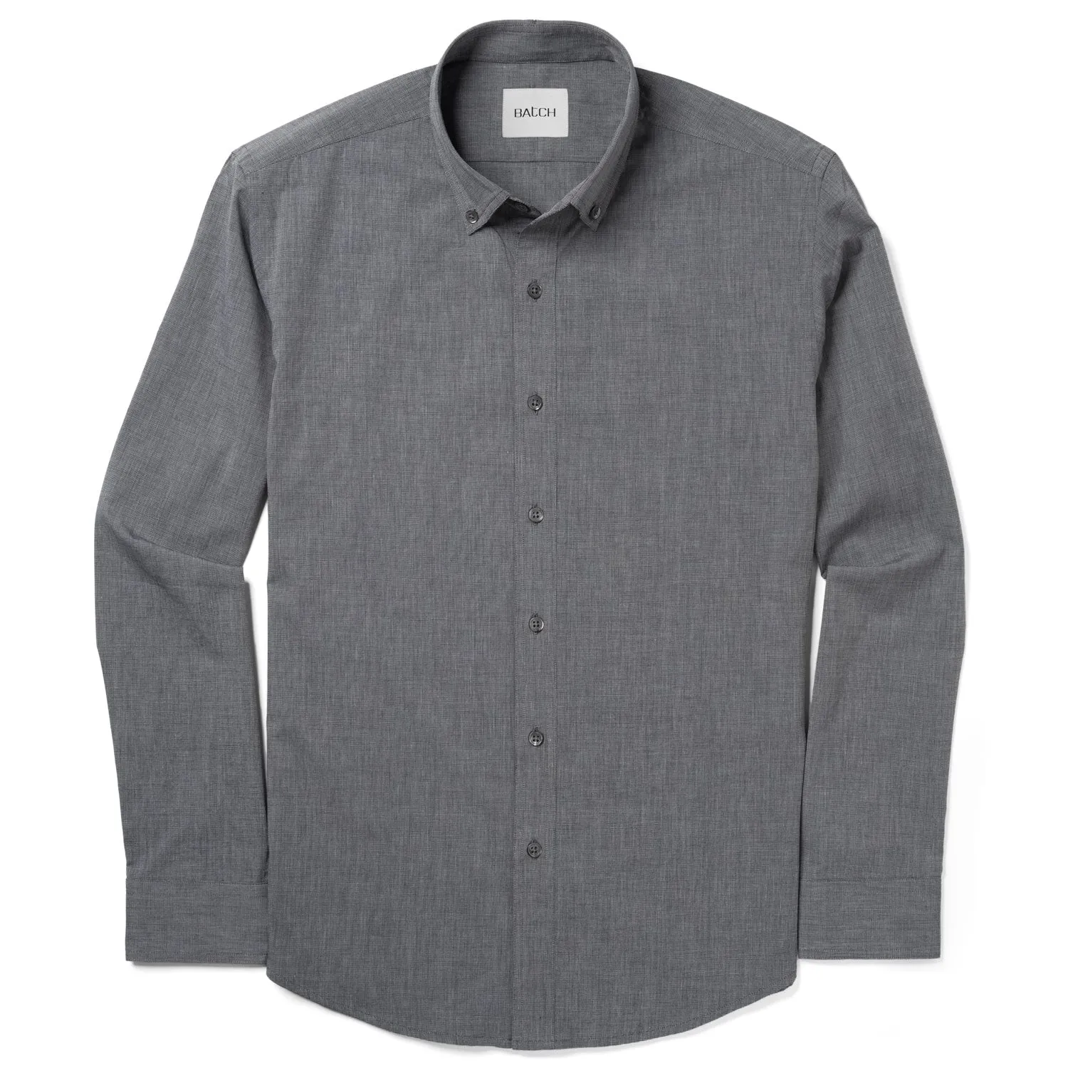 Essential Button Down Collar Casual Shirt - Titanium Gray Cotton End-on-end