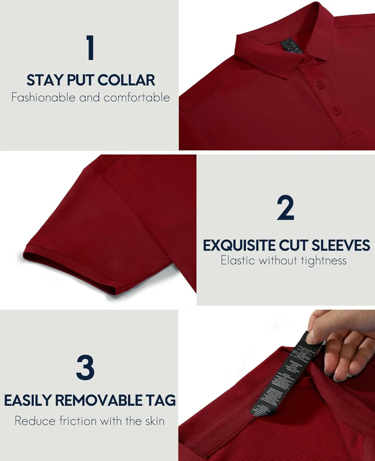 Haimont Mens Polo Shirts Dry Fit Performance Collared Shirts Short Sleeve Casual Moisture Wicking Shirts