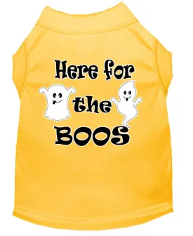 Here For The Boos Screen Print Dog Shirt Yellow Med (12)