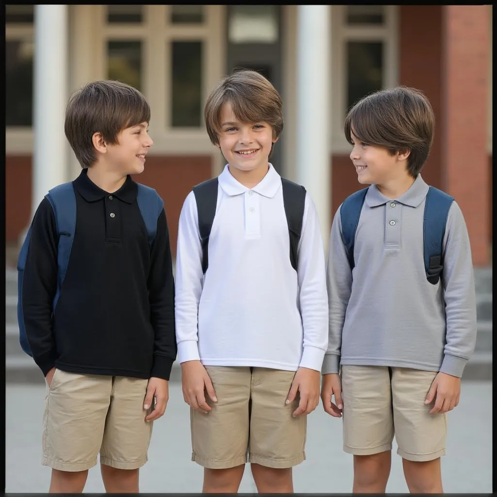 INGEAR Boys Long Sleeve Polo Shirt - School Uniforms/Golf/Casual Wear 2PK