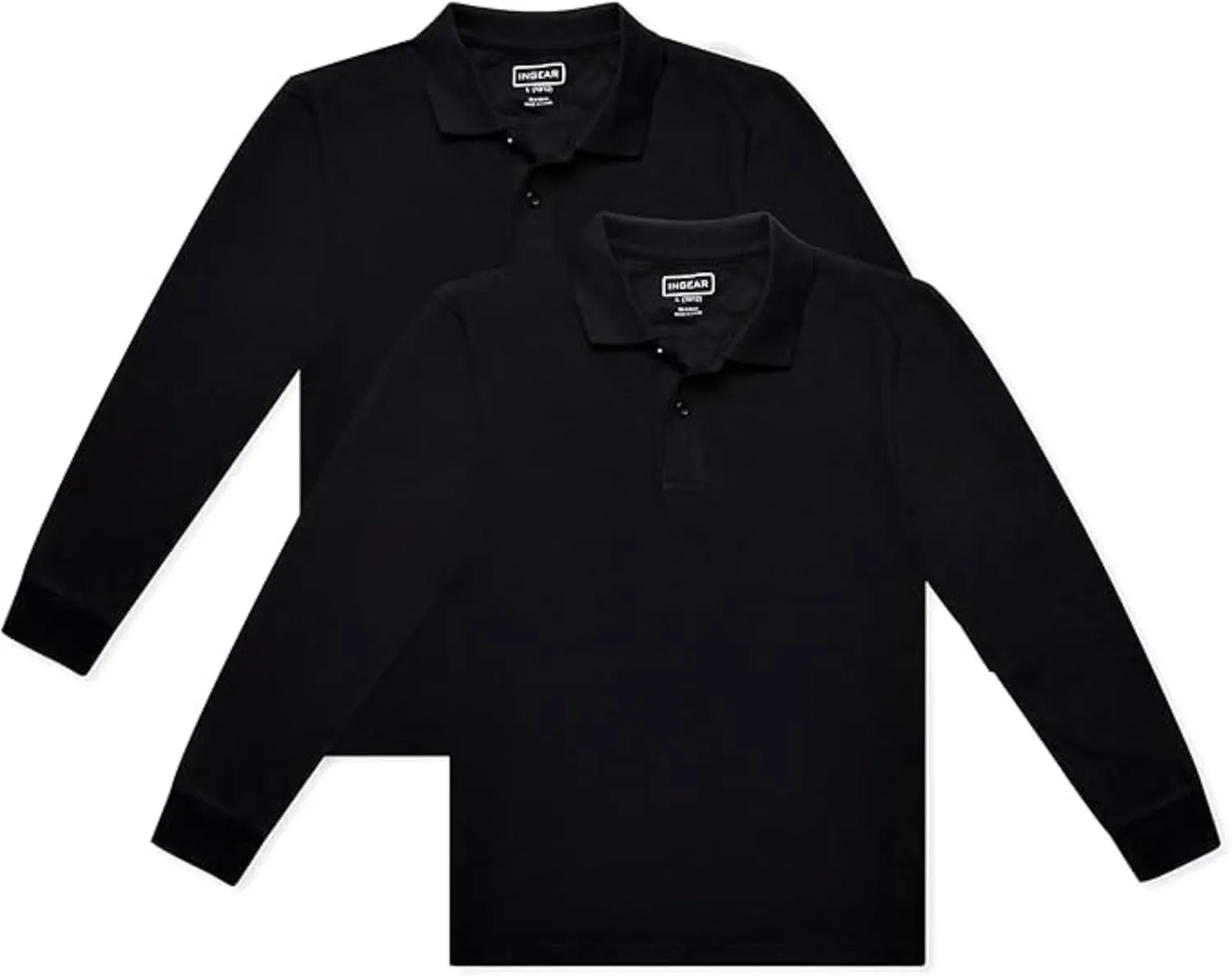 INGEAR Boys Long Sleeve Polo Shirt - School Uniforms/Golf/Casual Wear 2PK