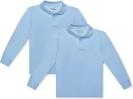 INGEAR Boys Long Sleeve Polo Shirt - School Uniforms/Golf/Casual Wear 2PK