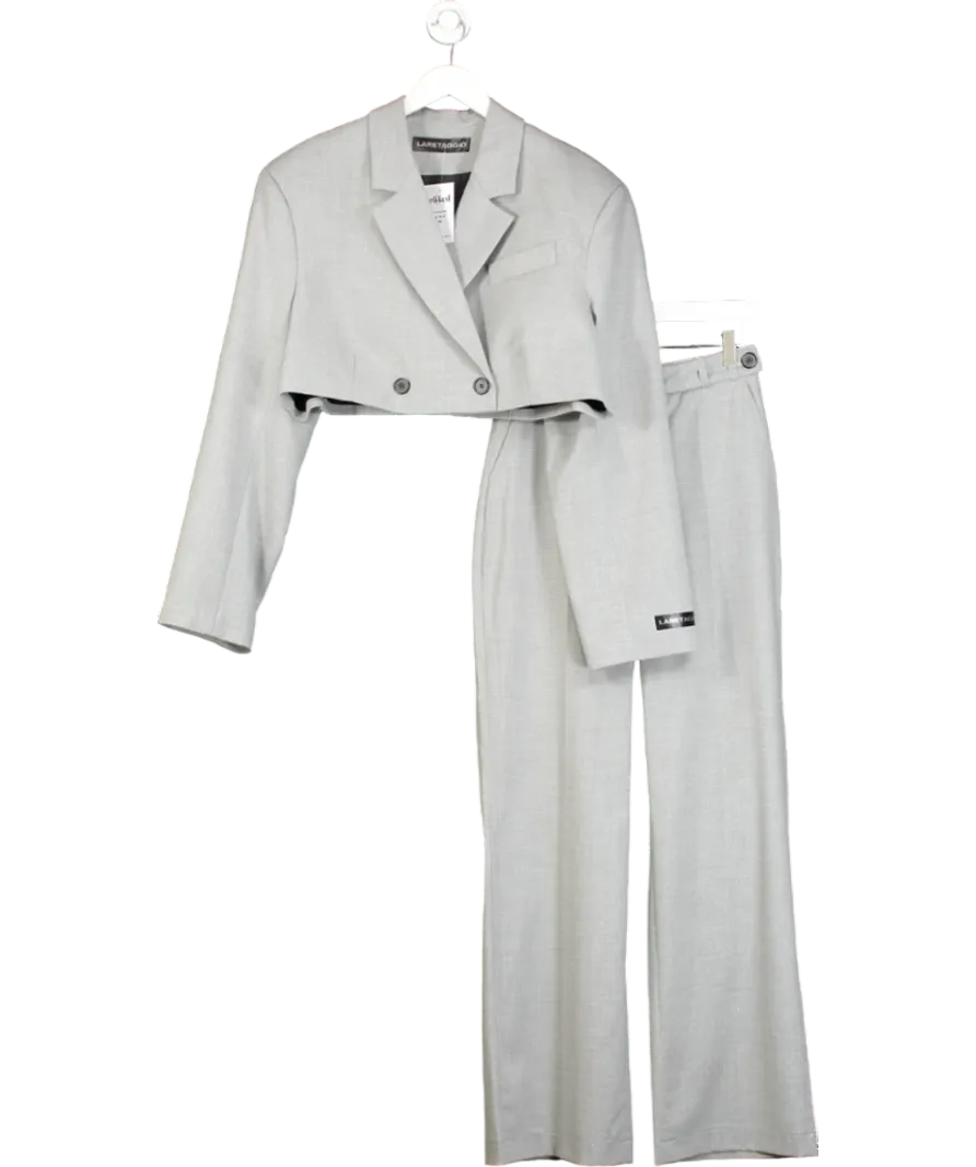 Laretaggio Grey Cropped Wool Blend Blazer And Trouser Suit UK XS/S