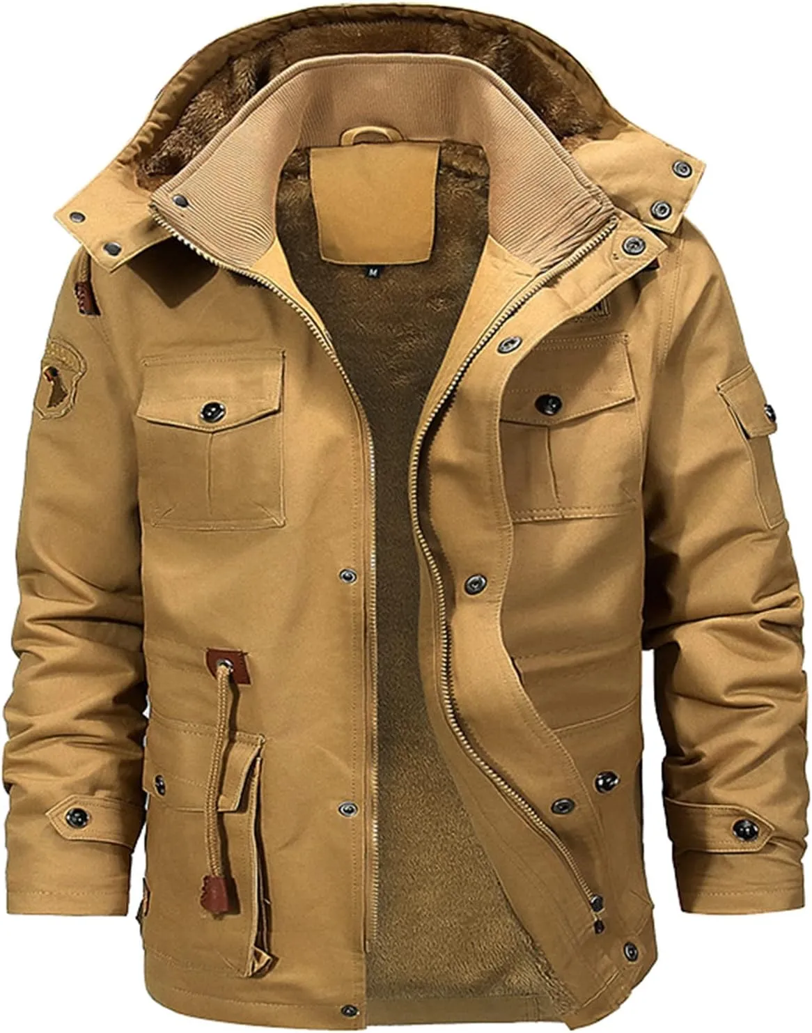 Men's Bomber Jacket with Hood Quilted Full Zip Winter Flight Work Padded Outerwear Heavyweight Warm Trucker Jackets