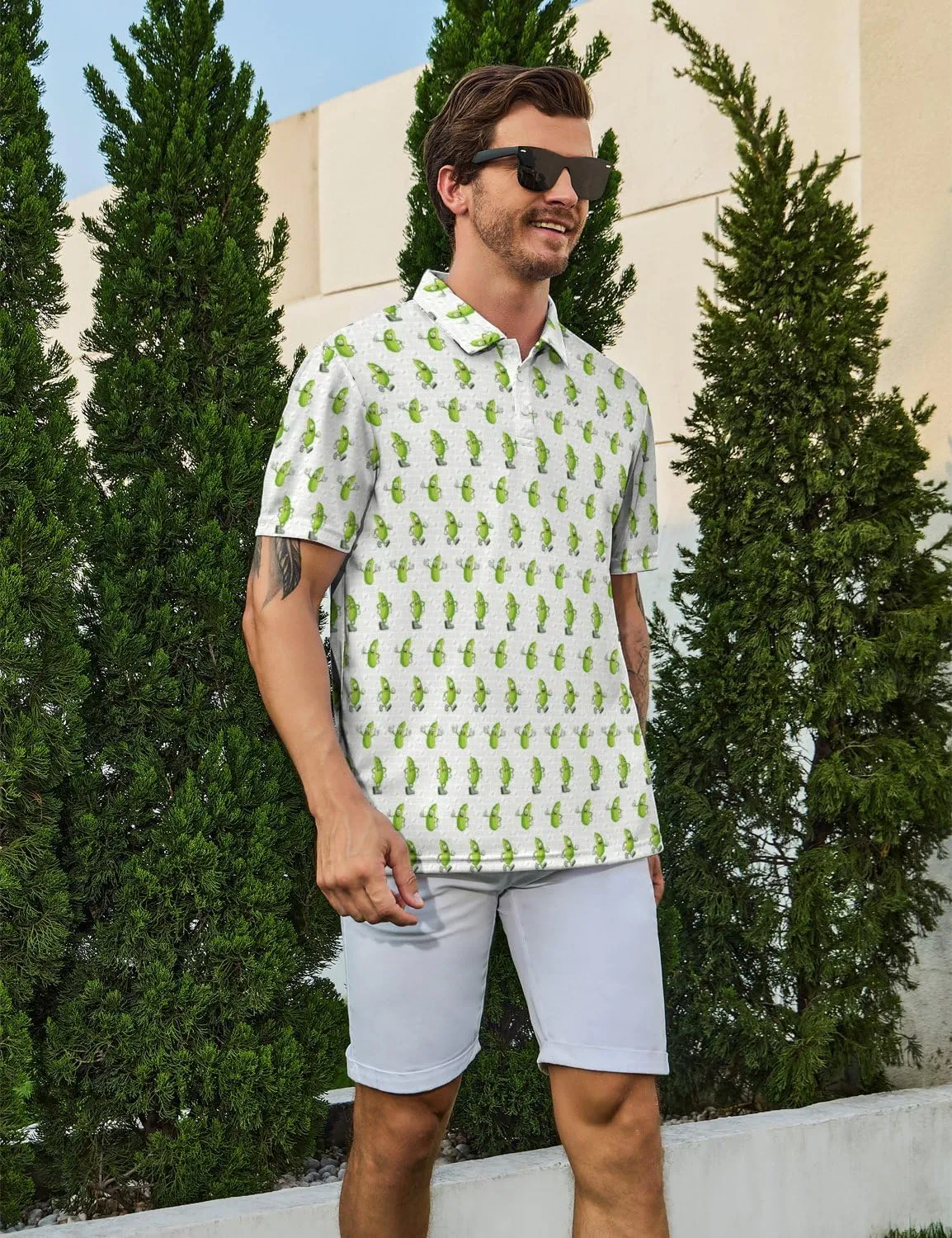 Men's Funny Polo Shirts Short Sleeve Golf Shirt for Men Quick-Dry Golf Polo Shirt Moisture Wicking Activewear Polos