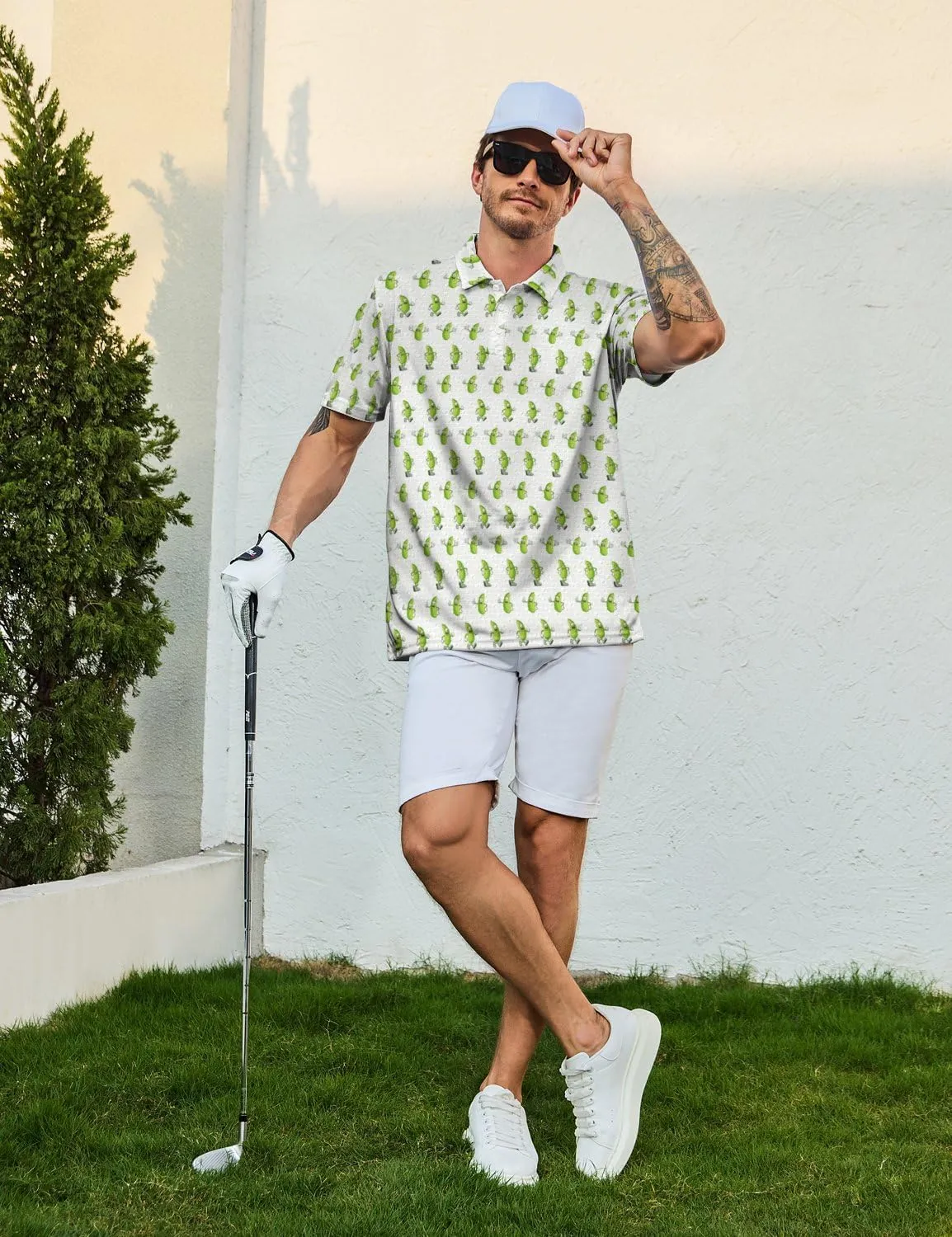 Men's Funny Polo Shirts Short Sleeve Golf Shirt for Men Quick-Dry Golf Polo Shirt Moisture Wicking Activewear Polos