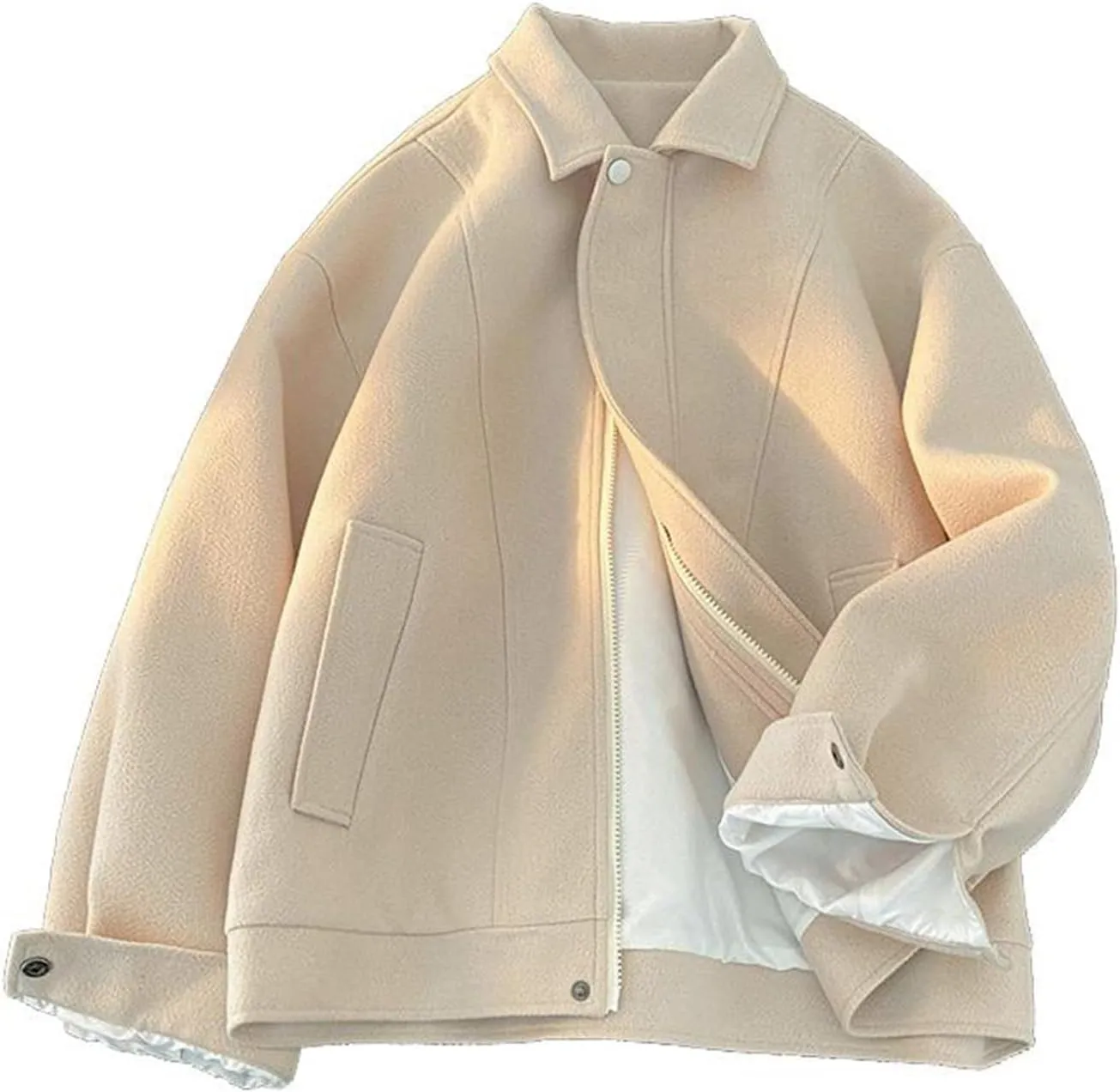 Men's Jacket Short Casual Lapel Fall Winter Workwear Slim Fit Coat