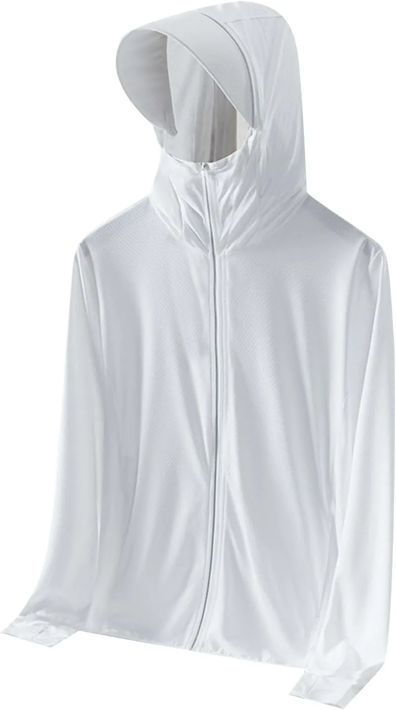 Men's UPF 50  Lightweight Jacket Full Zip Sun Protection Hoodie Long Sleeve Hiking Fishing Sun Shirts with Pockets