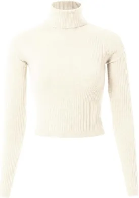 MixMatchy Women's Ribbed Turtle Neck Crop Top