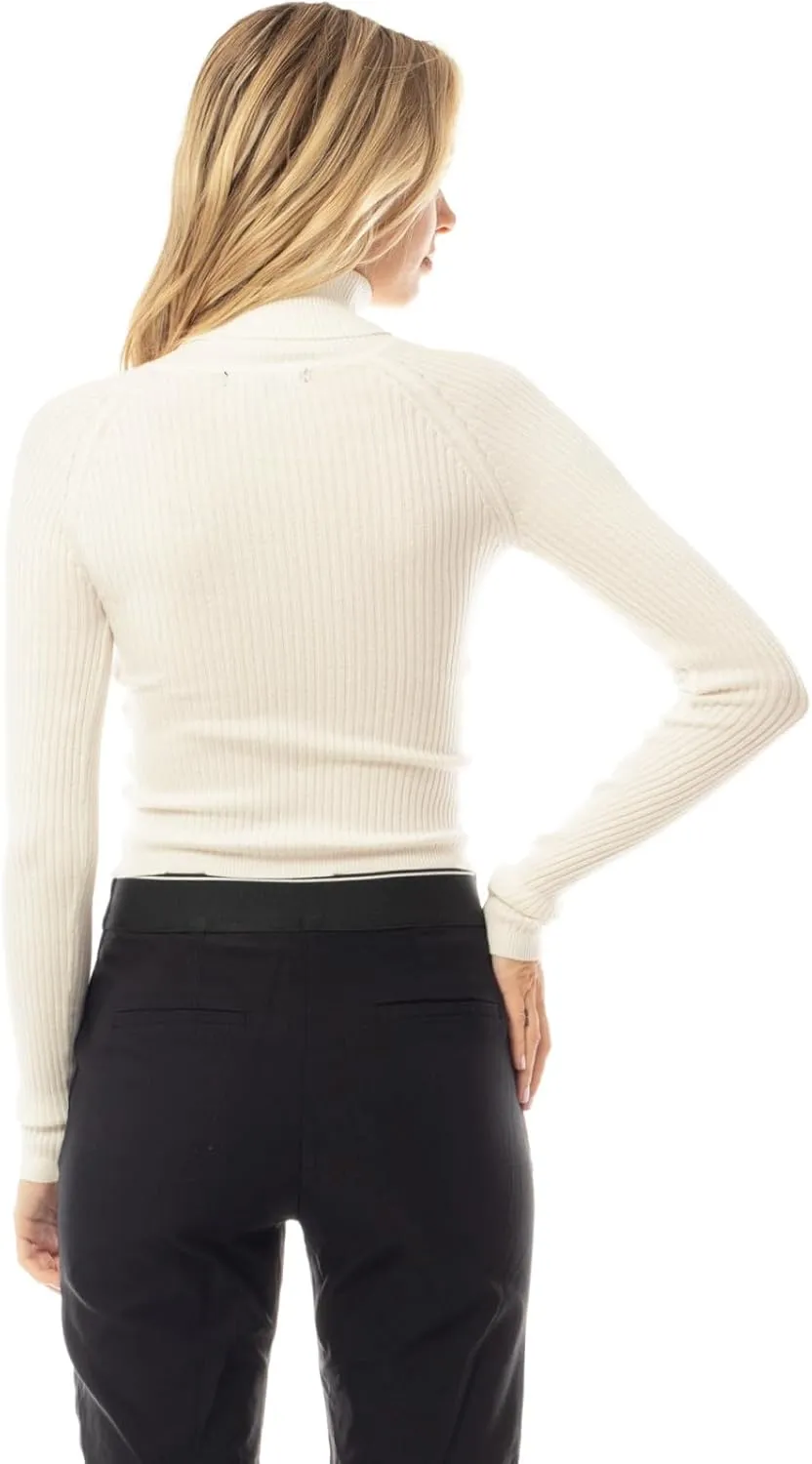 MixMatchy Women's Ribbed Turtle Neck Crop Top