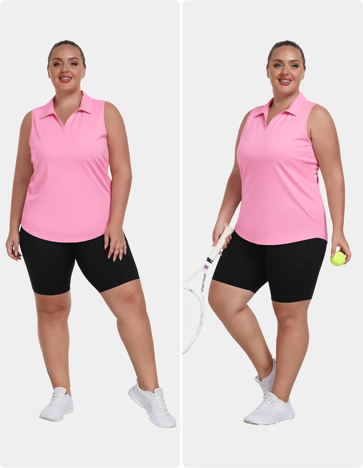 MoFiz Women's Plus Size Golf Polo Shirts Loose Fit Short Sleeve V-Neck Tennis Workouts Tops, XL-5XL