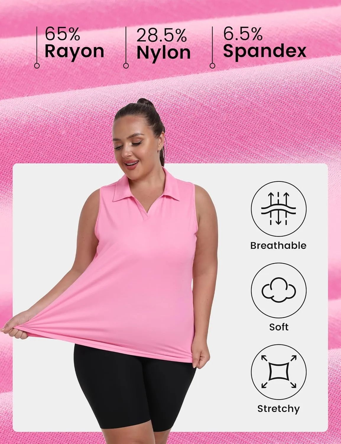 MoFiz Women's Plus Size Golf Polo Shirts Loose Fit Short Sleeve V-Neck Tennis Workouts Tops, XL-5XL