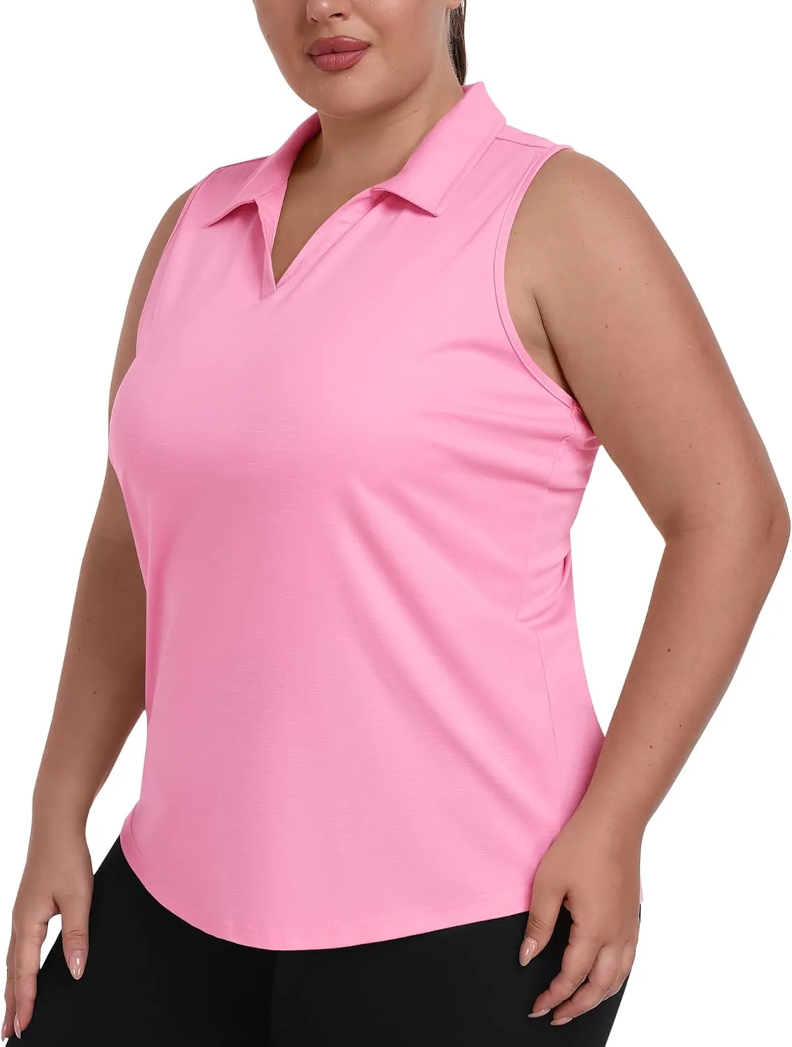 MoFiz Women's Plus Size Golf Polo Shirts Loose Fit Short Sleeve V-Neck Tennis Workouts Tops, XL-5XL