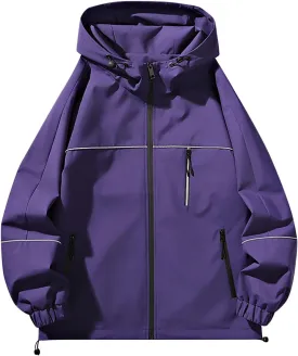 NATHGAM Women's Oversized Hooded Rain Jackets Loose Fit Waterproof Lightweight Rain Coats Outdoor Hiking Windbreaker Jackets