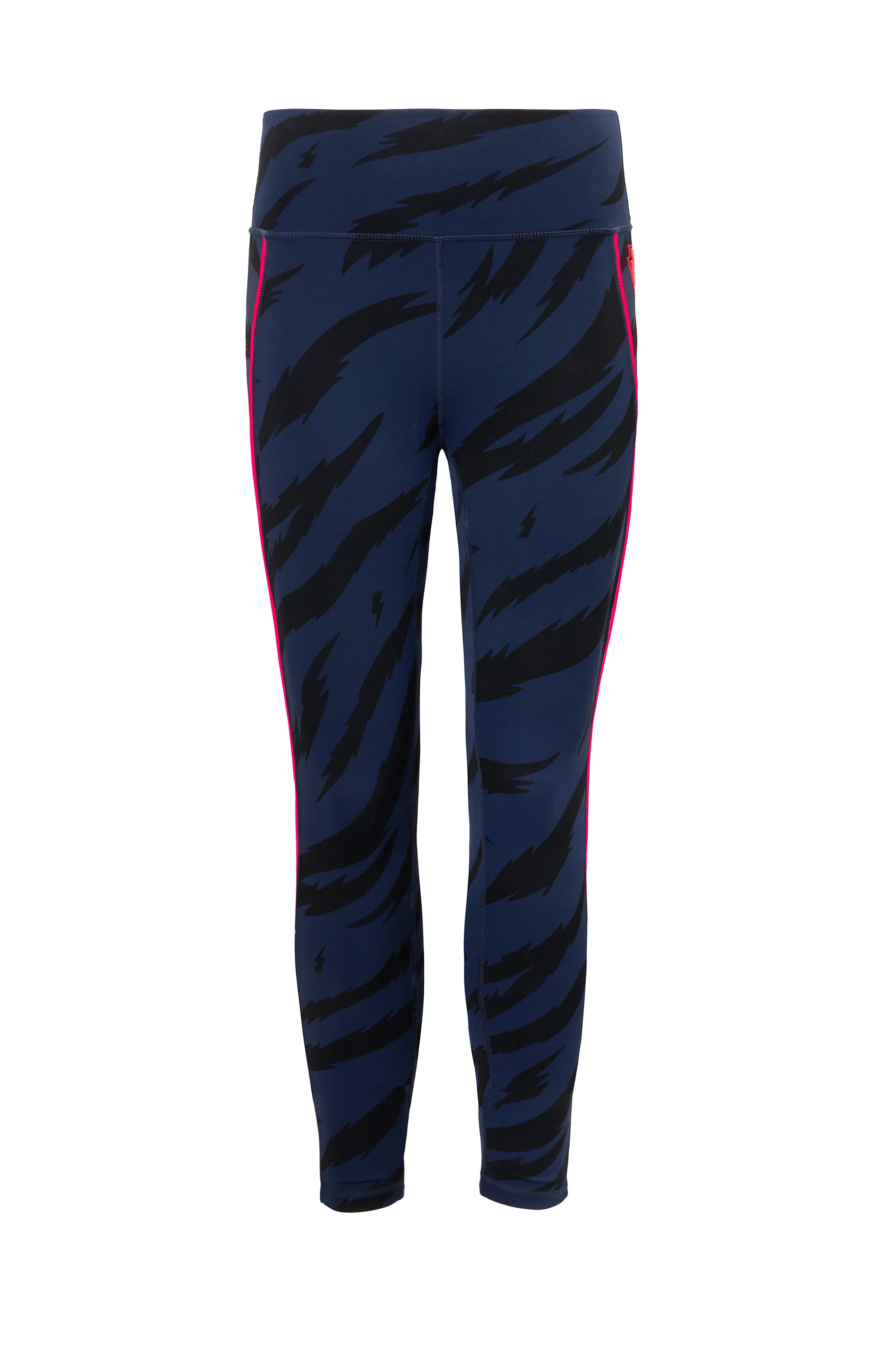 Navy with Black Graphic Tiger Print Full Length Active Leggings