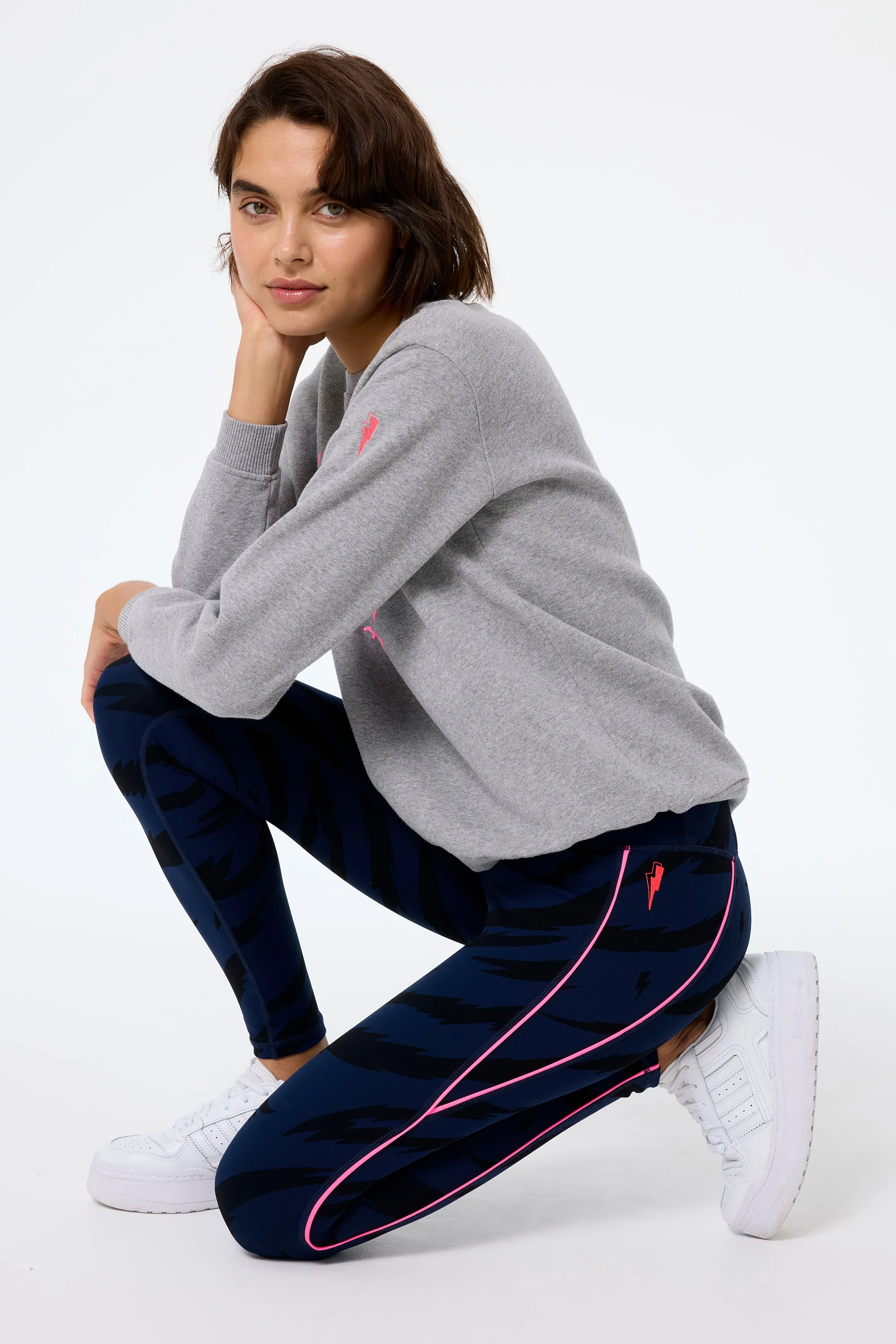 Navy with Black Graphic Tiger Print Full Length Active Leggings