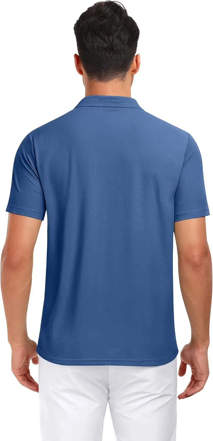 PEGENO Mens Polo Shirts Short Sleeve Golf Shirts Moisture Wicking Athletic Casual Polo Shirts