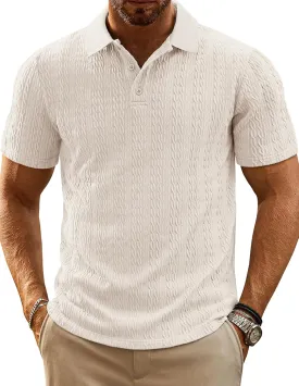 PJ PAUL JONES Mens Polo Shirts Short Sleeve Casual Collared Shirts Textured Stretchy Golf Shirts