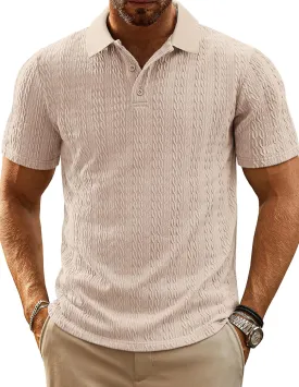 PJ PAUL JONES Mens Polo Shirts Short Sleeve Casual Collared Shirts Textured Stretchy Golf Shirts