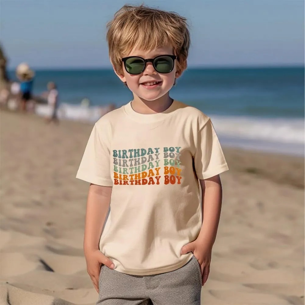 Ritatte Birthday Boy Shirt Toddler Boys Birthday Outfit 1st 2nd 3rd 4th 5th Gift Short Sleeve Party T-Shirt