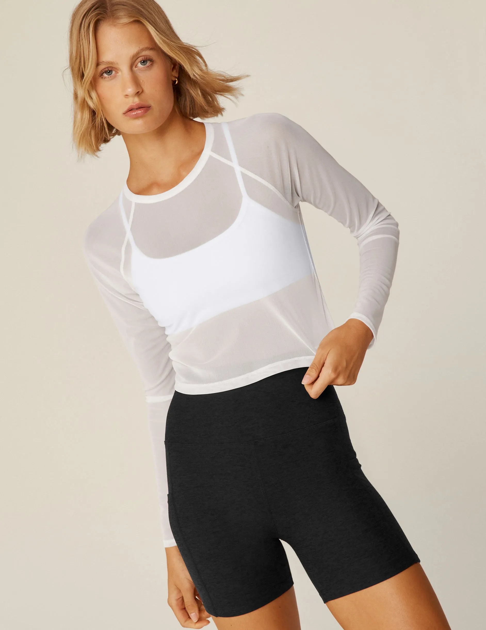 Show Off Mesh Long Sleeve Cropped Top
