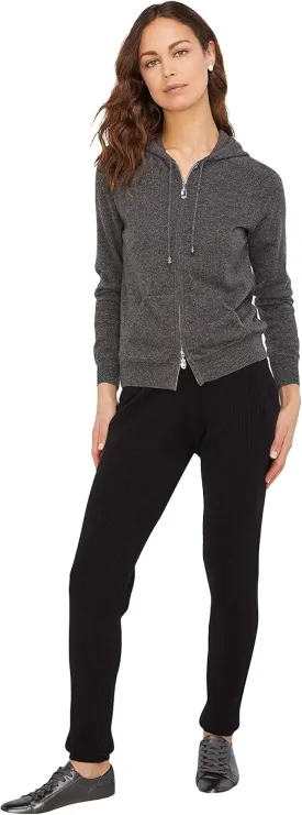 State Cashmere 2-Way Zip Up Hoodie with Pockets and Zipper 100% Pure Cashmere Long Sleeve Sweater for Women Cashmere Hoodies