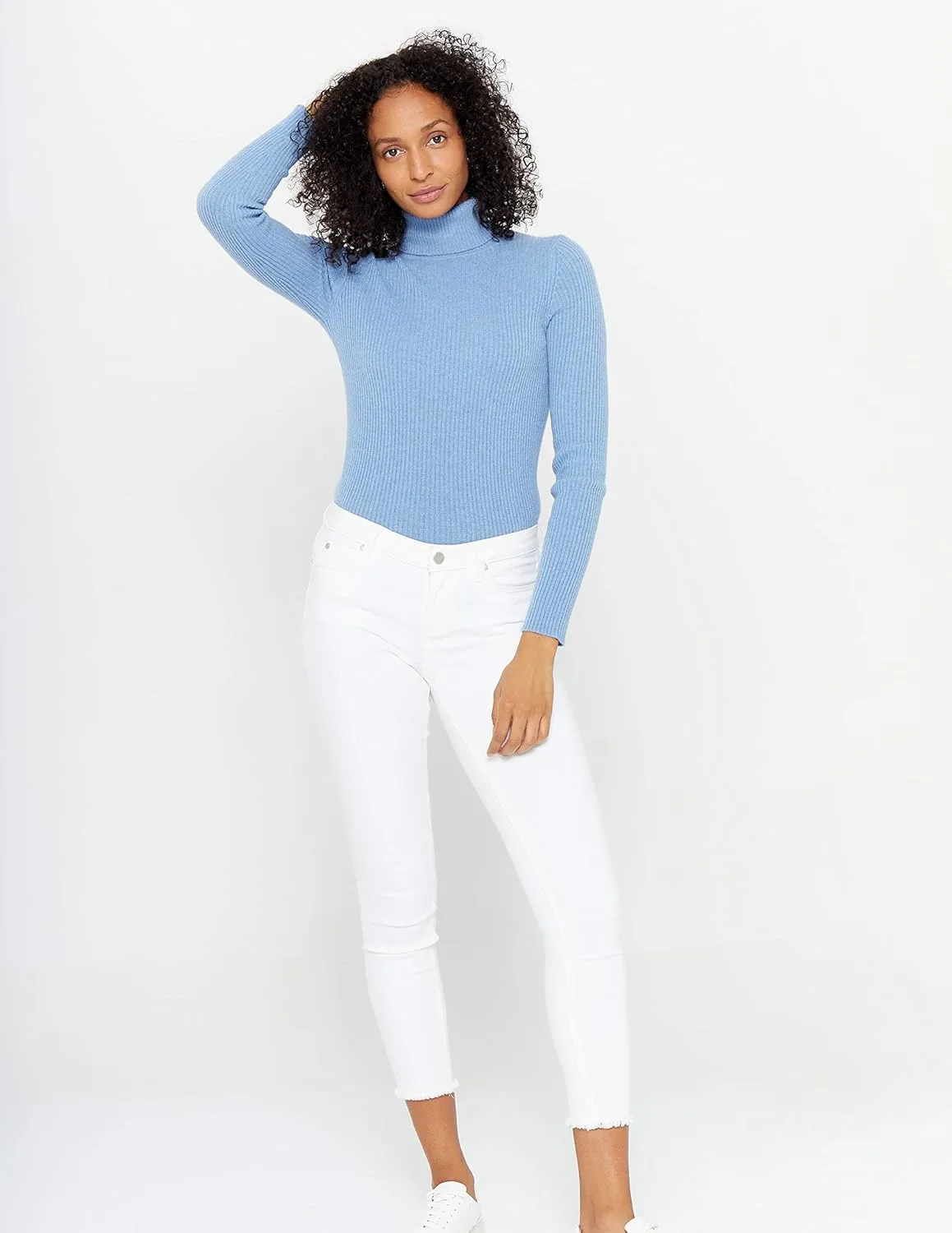 State Cashmere Womens Ribbed Turtleneck Sweater 100% Pure Cashmere Classic Long Sleeve Pullover