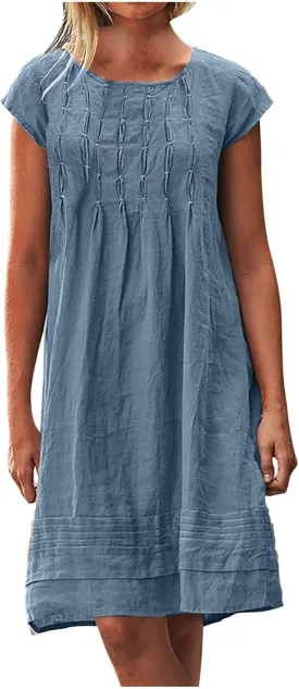 Women Cotton Linen Summer Dresses Casual Mini Short Dress Gauze Boho Dresses 2024 Trendy Vacation Clothing