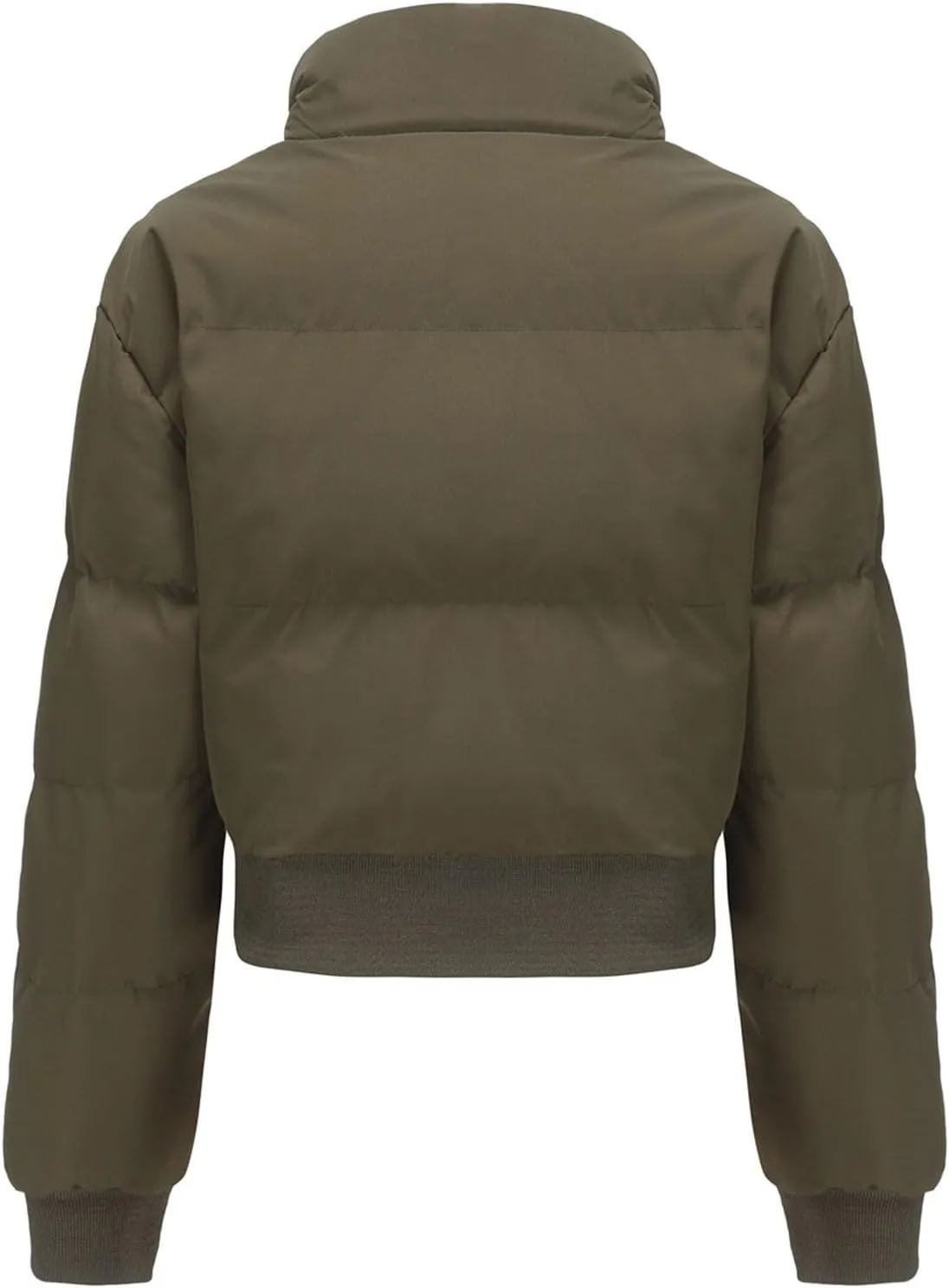 Women's Cropped Puffer Jackets Trendy Long Sleeve Zipper Down Jacket 2024 Winter Warm Quilted Short Down Coat Pockets
