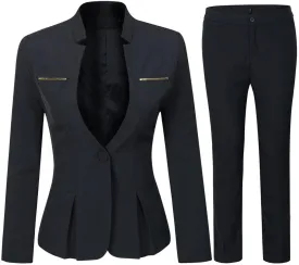 YUNCLOS Women's Elegant Business 2 Piece Office Lady Suit Set Work Blazer Pant