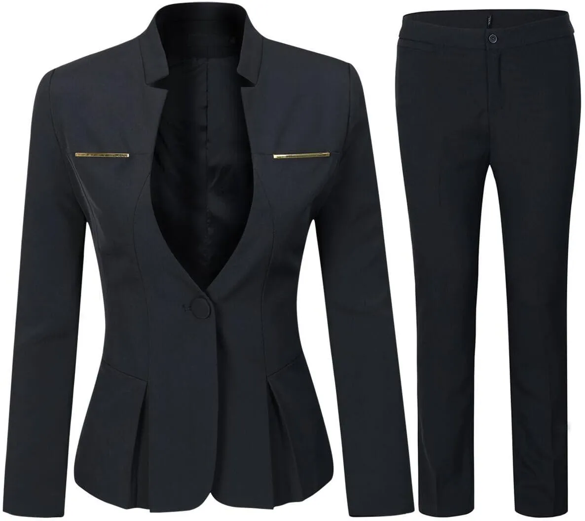 YUNCLOS Women's Elegant Business 2 Piece Office Lady Suit Set Work Blazer Pant