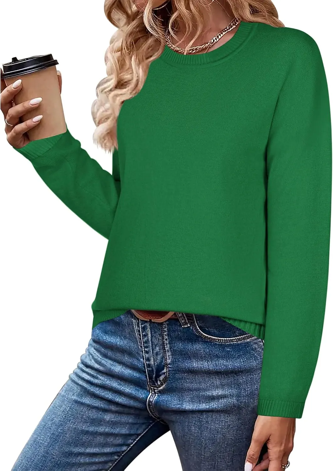 Zeagoo Sweaters for Women Fall Outfits Trendy 2024 Long Sleeve Crew Neck Knit Pullover Sweater Tops